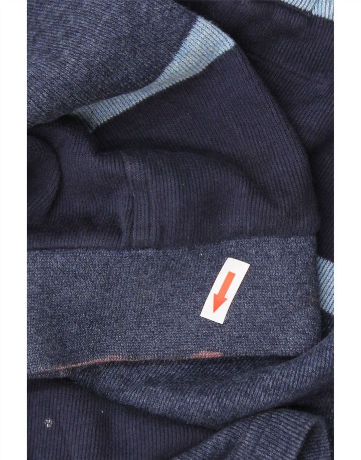 Camisa polo masculina de rugby de manga comprida Marks & Spencer média listrada azul marinho