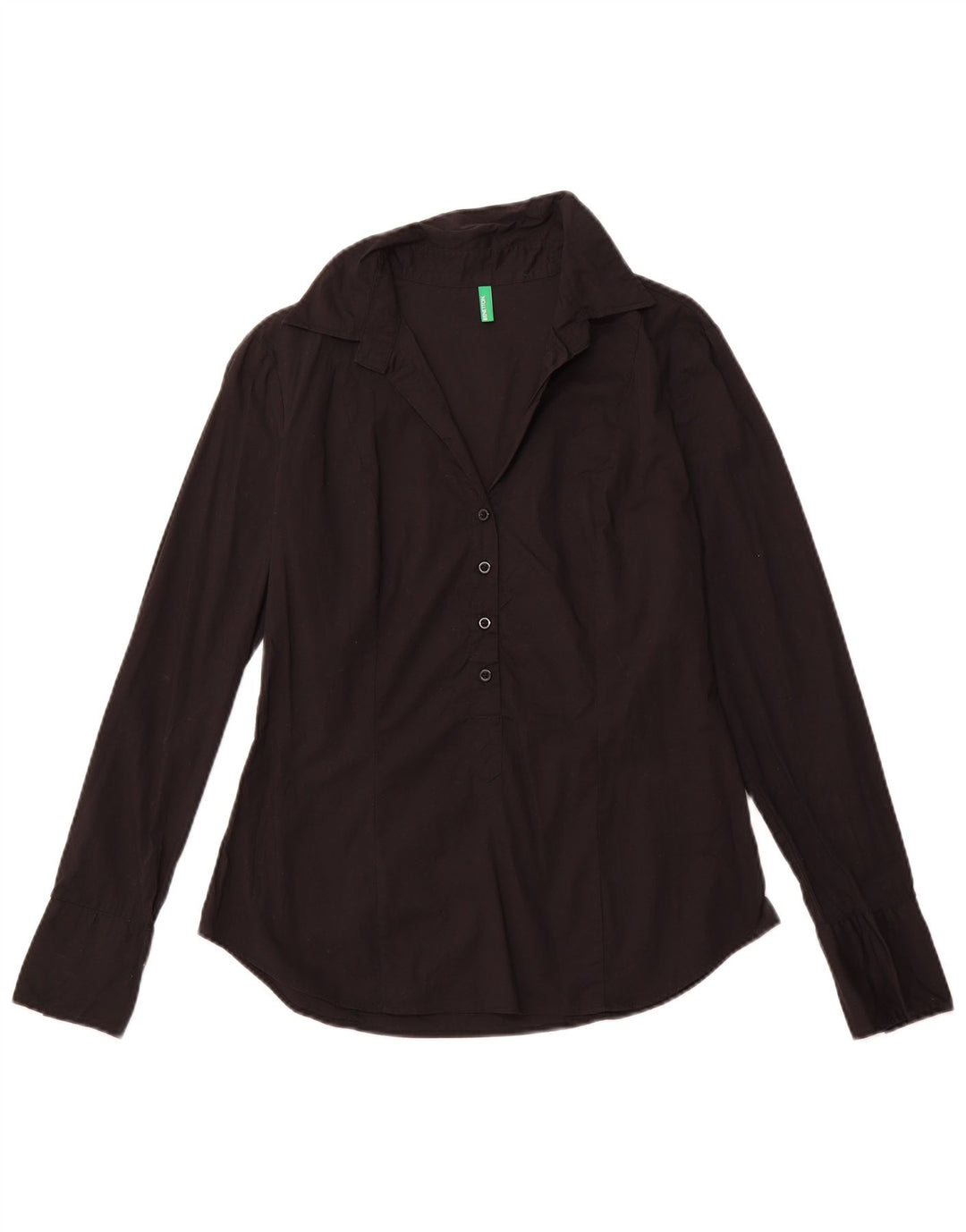 Camisa pulôver feminina BENETTON Reino Unido 16 grande algodão preto