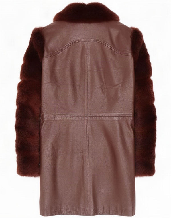 Casaco de couro feminino vintage Reino Unido 10 pequeno marrom