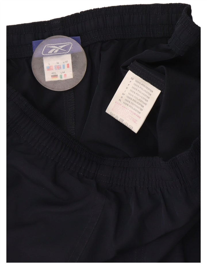 Shorts esportivos femininos Reebok UK 14 grande poliéster azul marinho