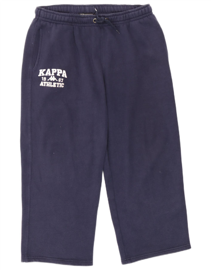 Calça de treino masculina Kappa gráfica grande algodão azul marinho