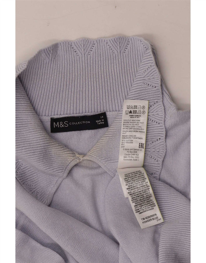 Suéter feminino Marks & Spencer com gola polo e gola polo UK 14 grande azul