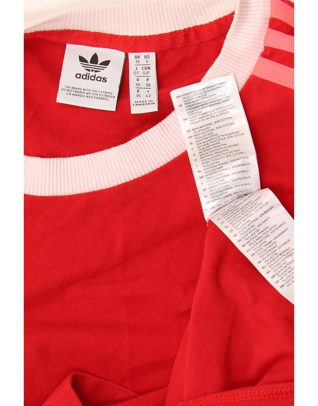ADIDAS Womens Top Manga Longa UK 10 Pequeno Algodão Vermelho