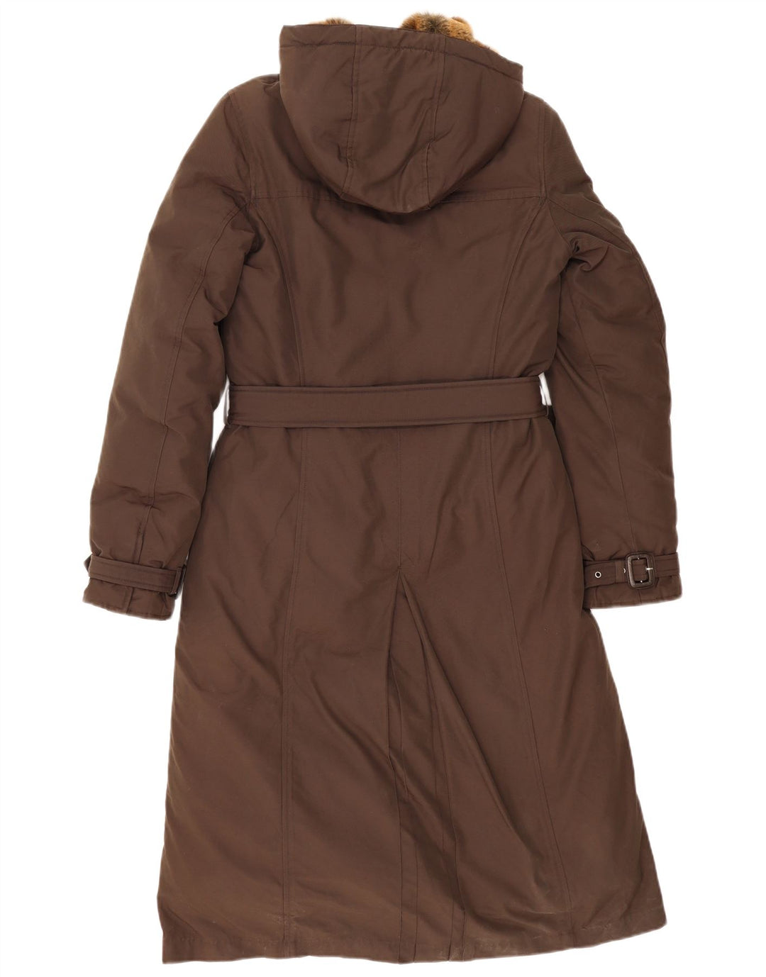 Casaco acolchoado com capuz feminino Woolrich UK 10 pequeno algodão marrom