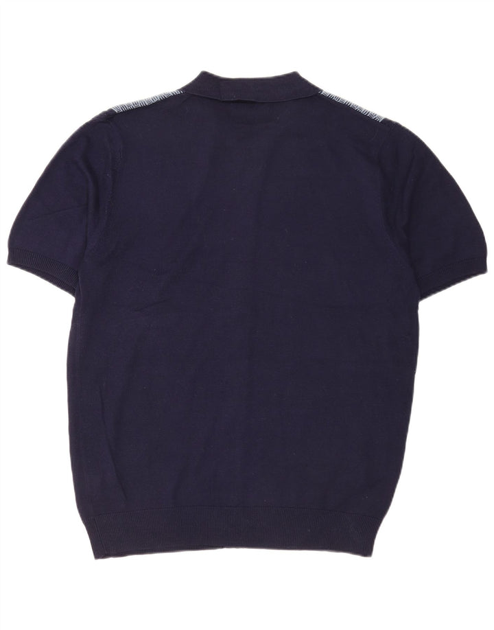 Pierre Cardin Camisa masculina de malha de manga curta média azul marinho geométrica