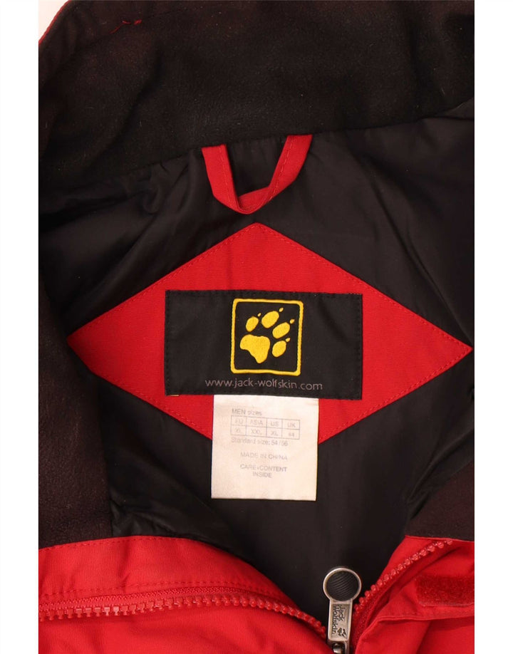 Jaqueta corta-vento masculina Jack Wolfskin Reino Unido 44 XL vermelho colorblock poliamida