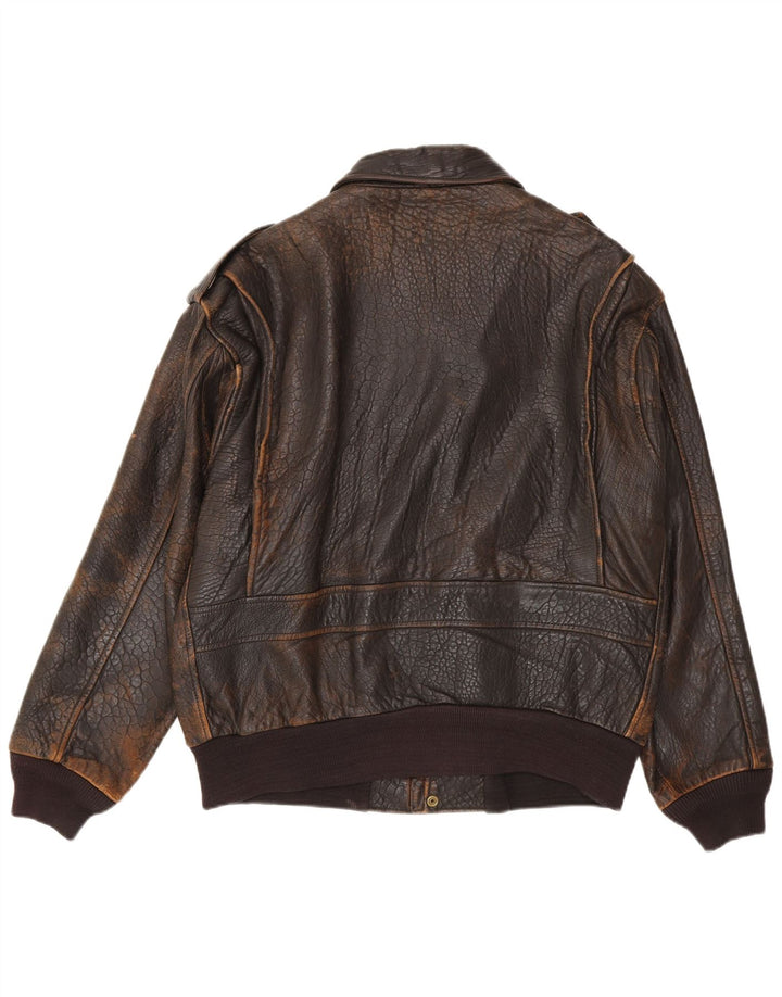 Jaqueta de couro masculina vintage IT 48 marrom médio