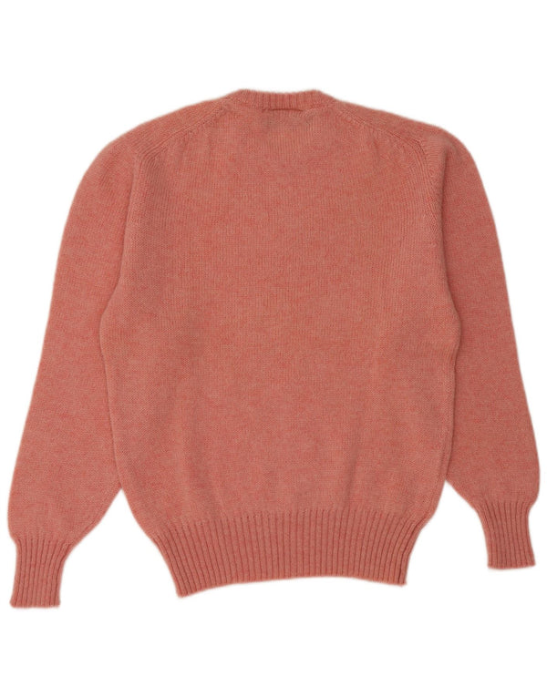 Suéter feminino vintage com gola redonda, uk 14, médio, rosa, lã nova