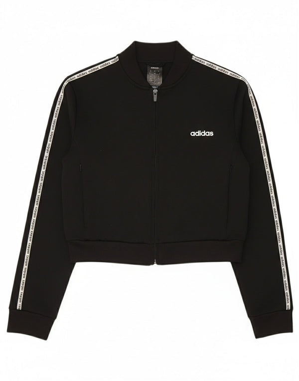 Adidas Womens Climalite Crop Tracksuit Top Jacket UK 12/14 Médio Preto