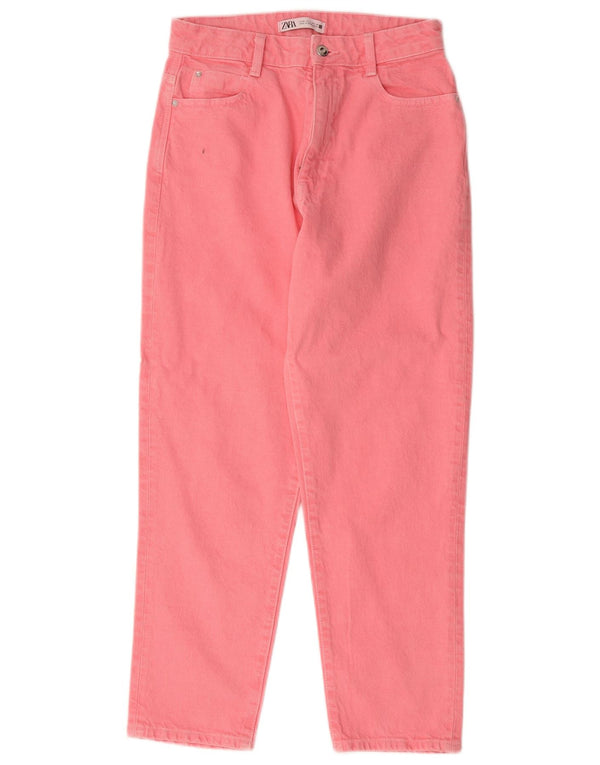 Zara Jeans Cônicos Femininos EU 38 Pequeno W28 L28 Algodão Rosa