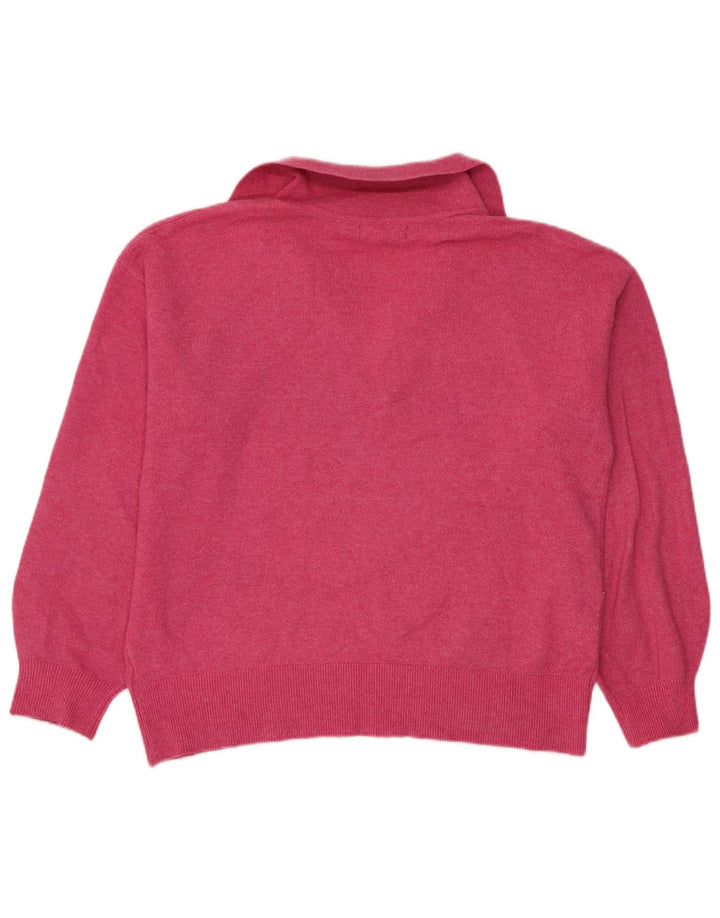 Suéter feminino Marks & Spencer com gola polo superdimensionada Reino Unido 14 médio rosa