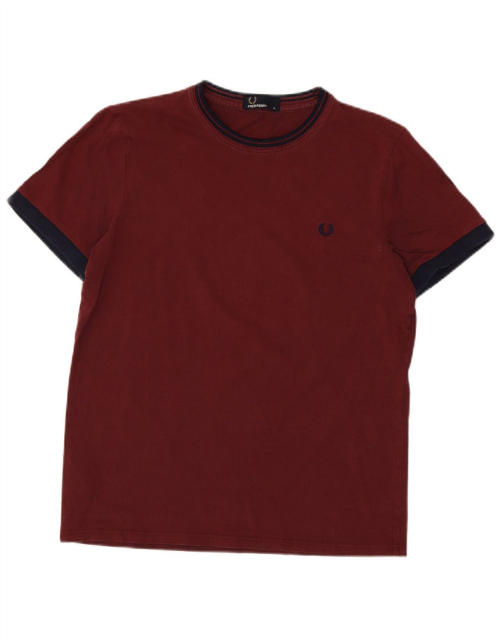 FRED PERRY Camiseta masculina de algodão colorblock médio Borgonha