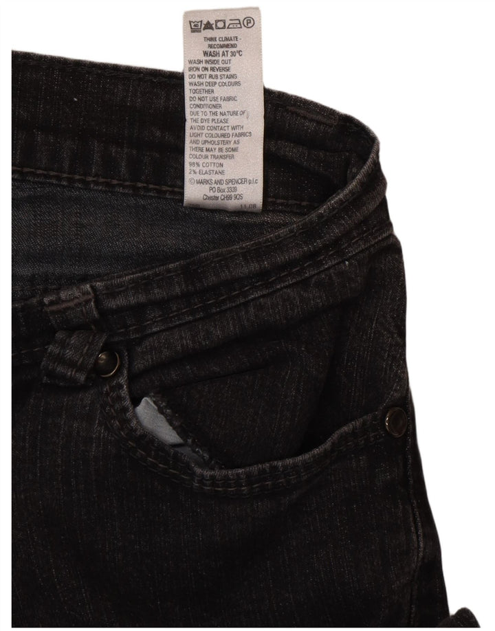 Calça jeans feminina Marks & Spencer Bootcut Reino Unido 10 pequena W27 L29 algodão preto