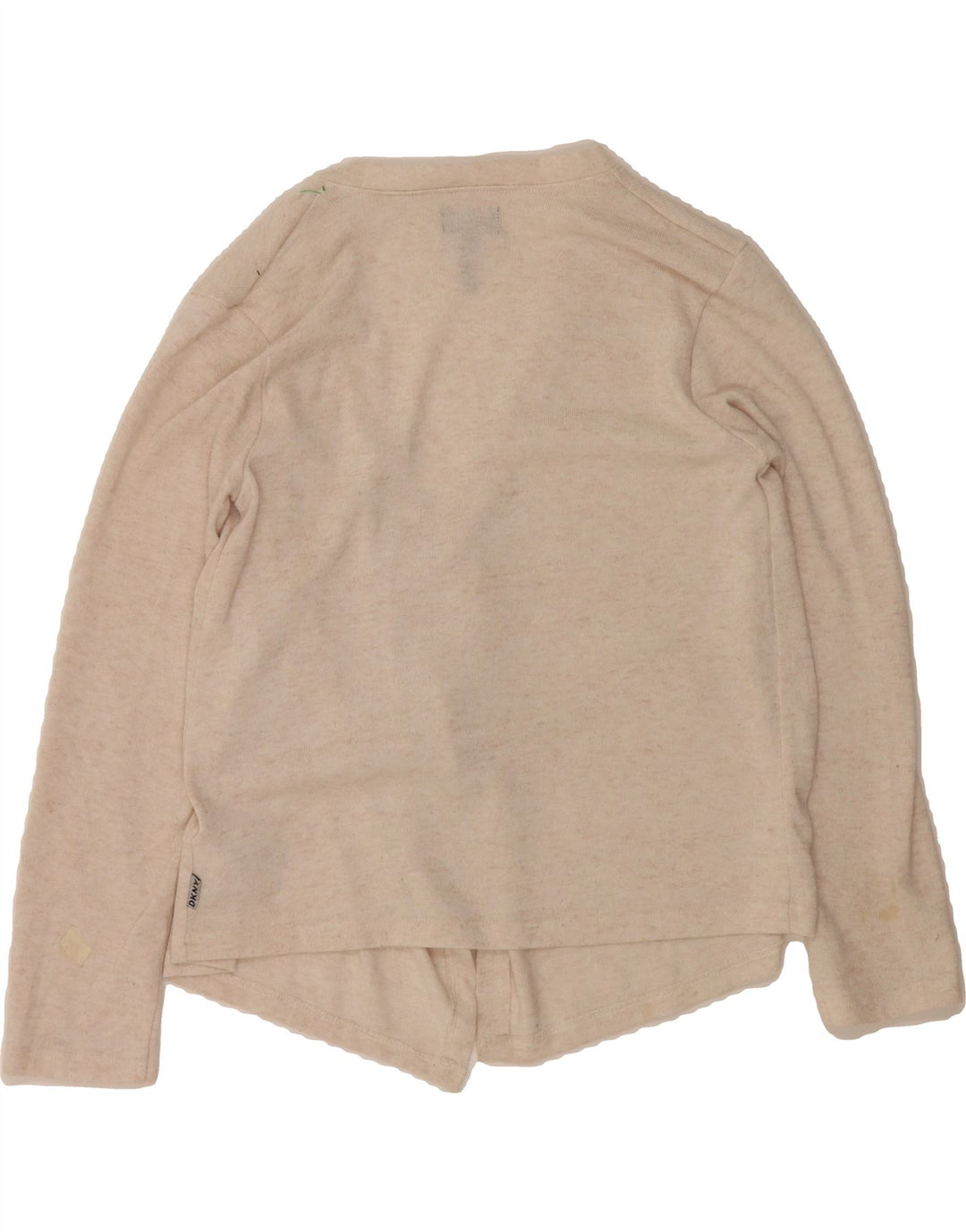 DKNY Womens Crop Open Cardigan Sweater US 12 Large Beige Cotton Vintage Dkny and Second-Hand Dkny from Messina Hembry 