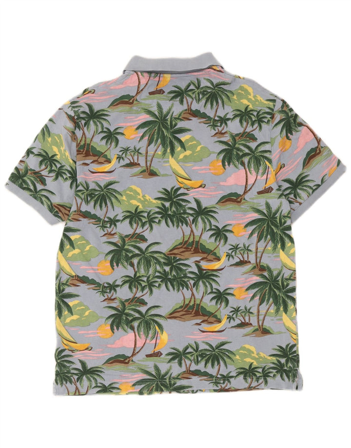 Camisa polo havaiana masculina Gant algodão azul médio