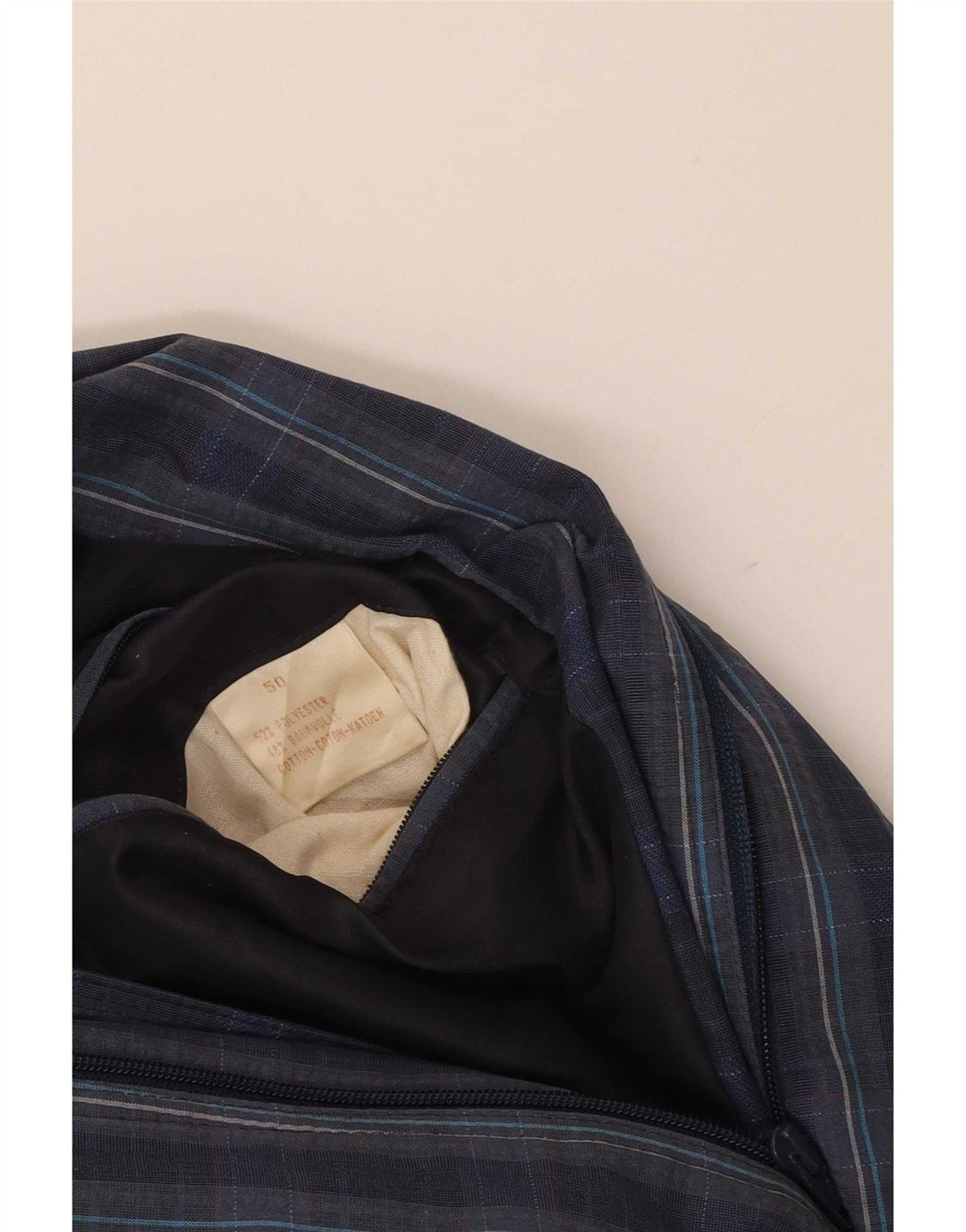 Jaqueta bomber masculina vintage IT 50 grande poliéster xadrez azul marinho