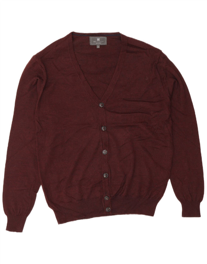 Suéter cardigã masculino Marks & Spencer médio Borgonha acrílico