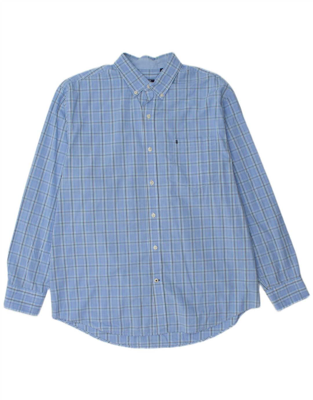 Camisa masculina IZOD grande algodão xadrez azul