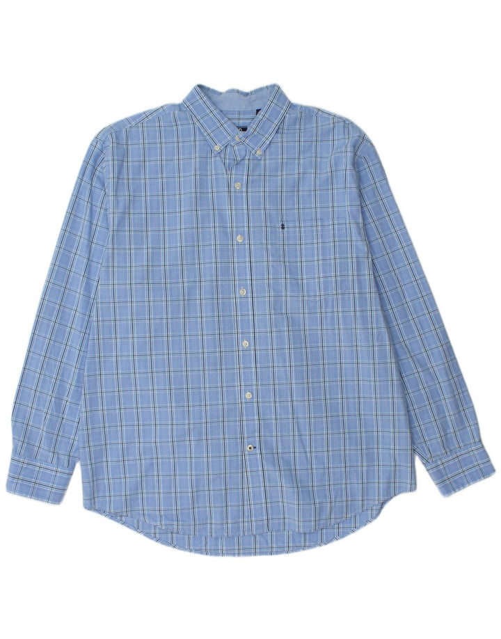 Camisa masculina IZOD grande algodão xadrez azul