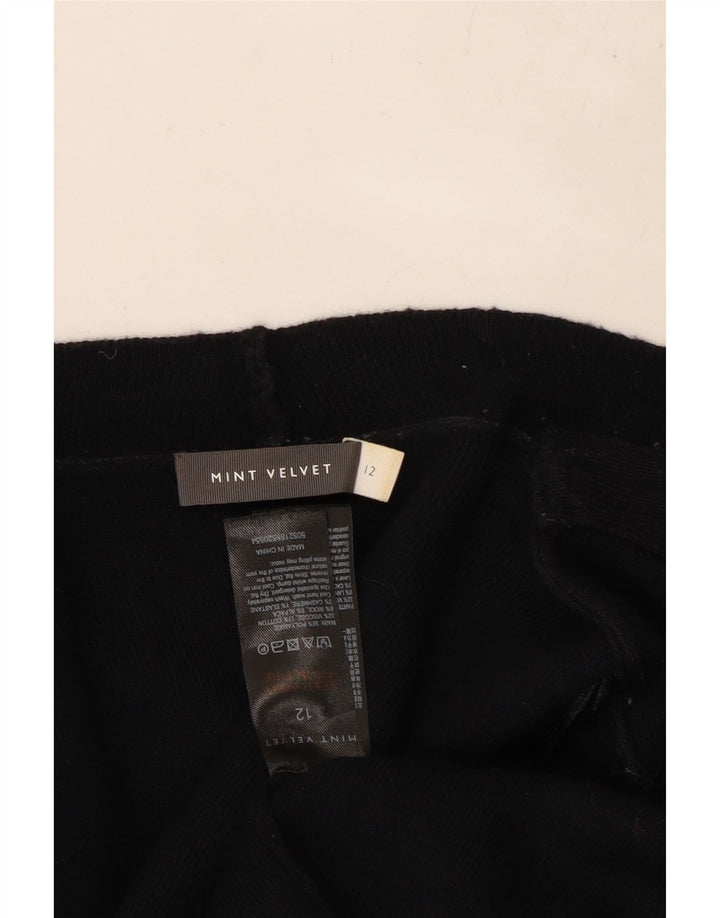 MINT VELVET Suéter cardigã feminino aberto com palangre UK 12 médio preto
