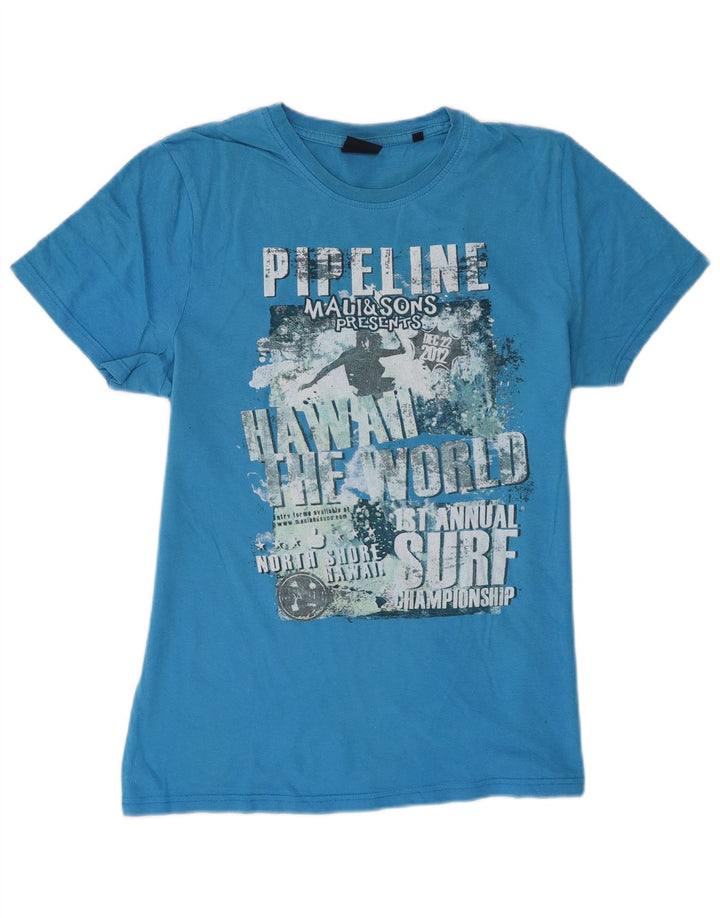 Camiseta gráfica masculina Maui and Sons Top de algodão azul médio