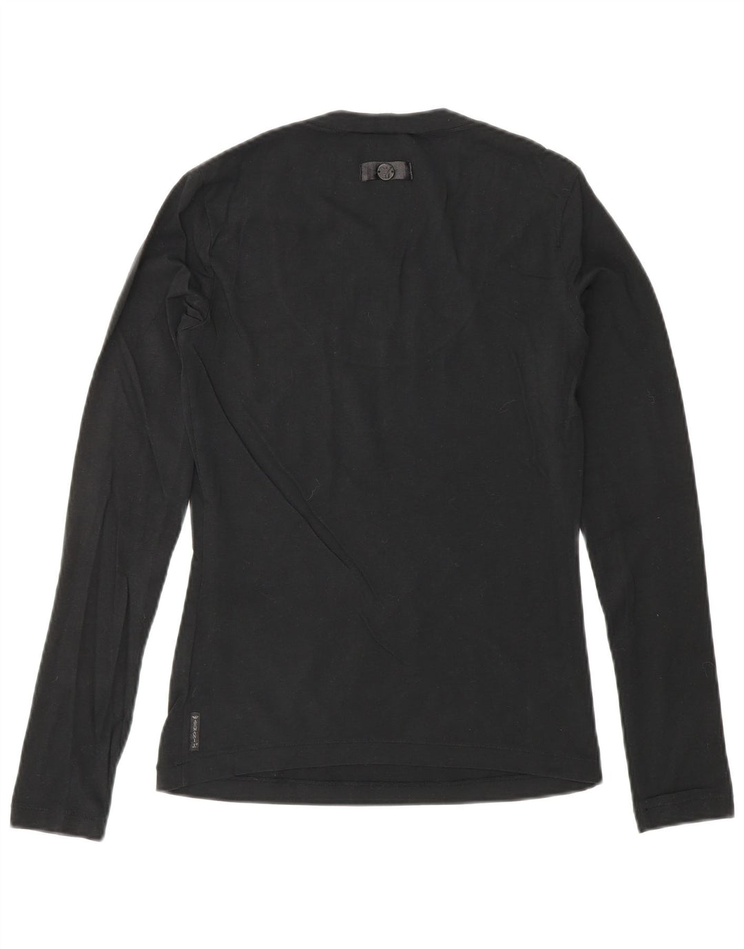 ARMANI JEANS Top feminino manga comprida Reino Unido 10 pequeno algodão preto