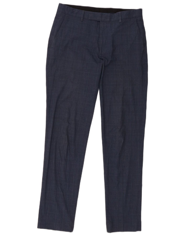 Calça Chino Masculina Slim Fit Marks & Spencer W30 L31 Azul Marinho Houndstooth