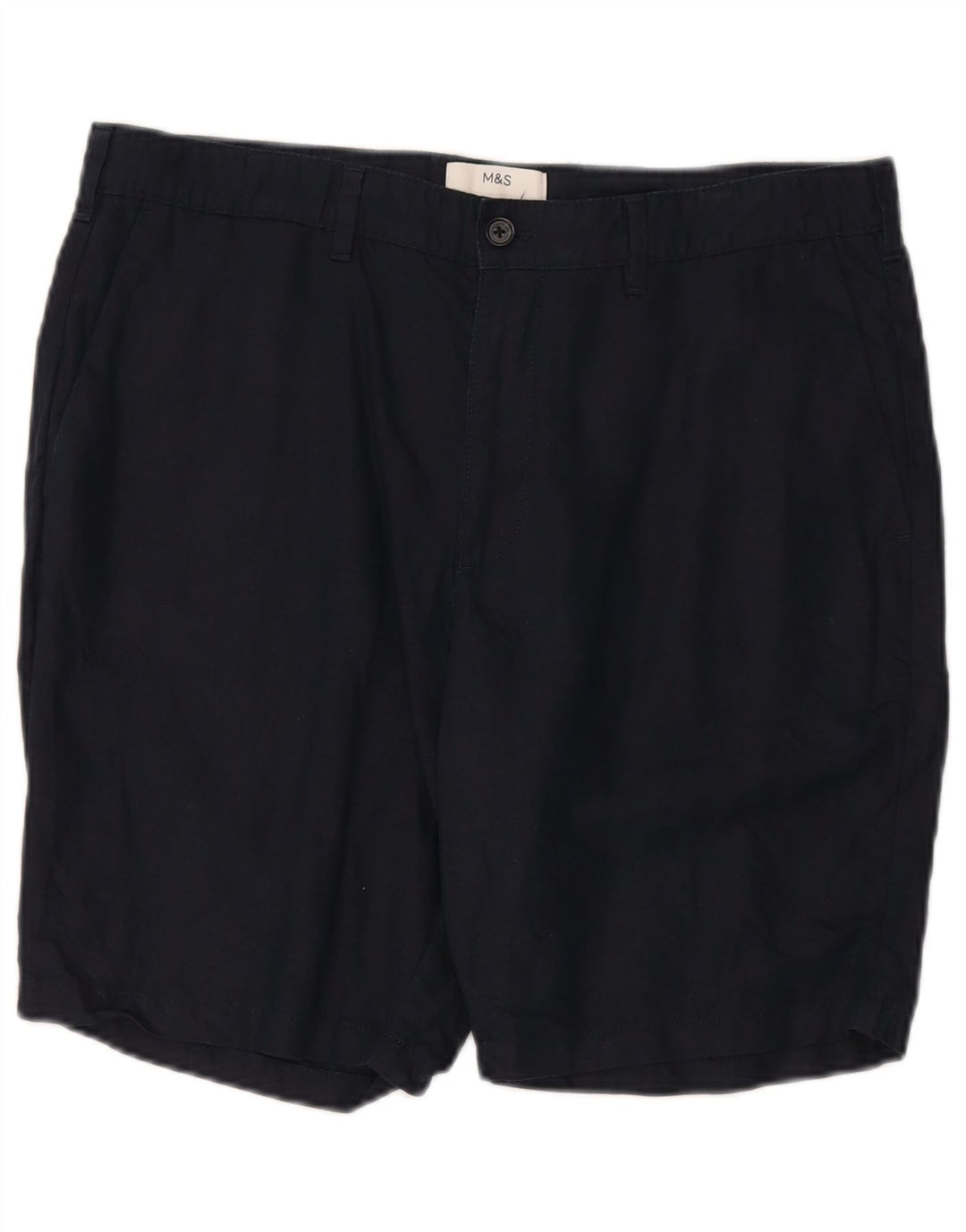 Shorts chino masculino Marks & Spencer W36 grande linho azul marinho