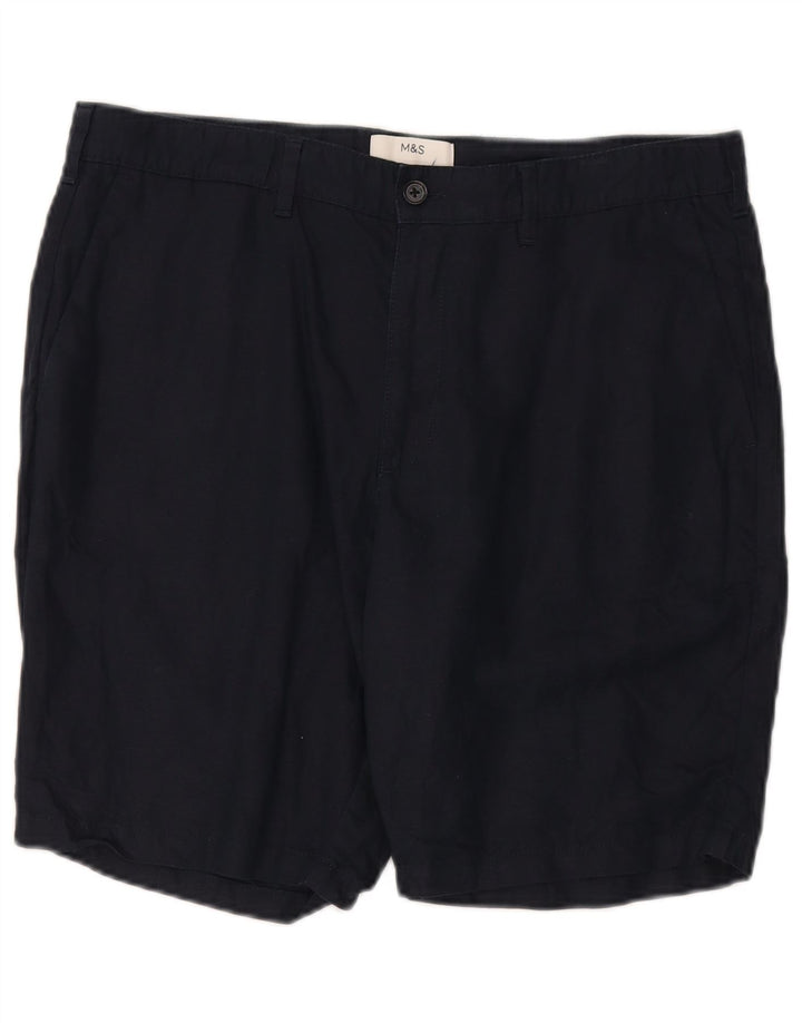 Shorts chino masculino Marks & Spencer W36 grande linho azul marinho