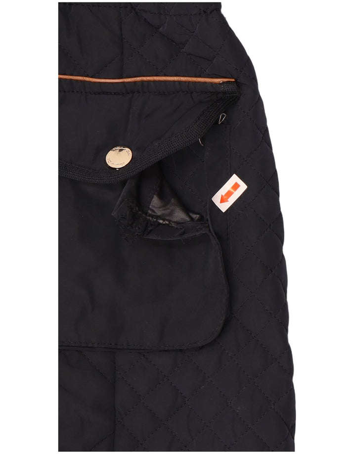 Jaqueta feminina acolchoada com capuz Massimo Dutti UK 12 poliéster azul marinho médio