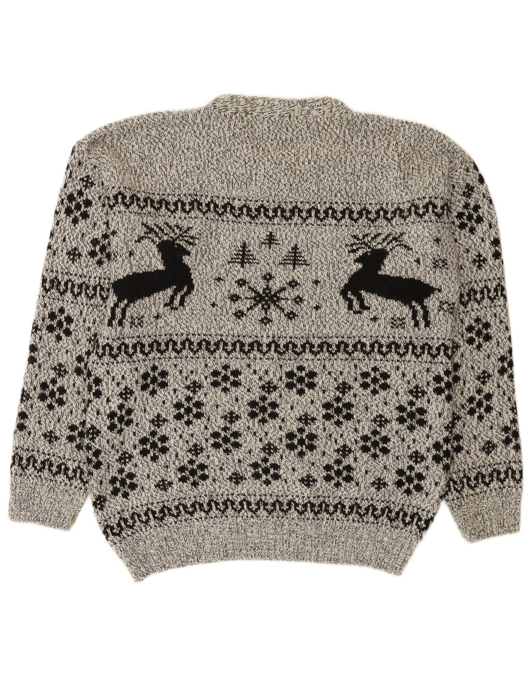 Suéter masculino Cotton Republic com gola redonda cinza médio Fair Isle