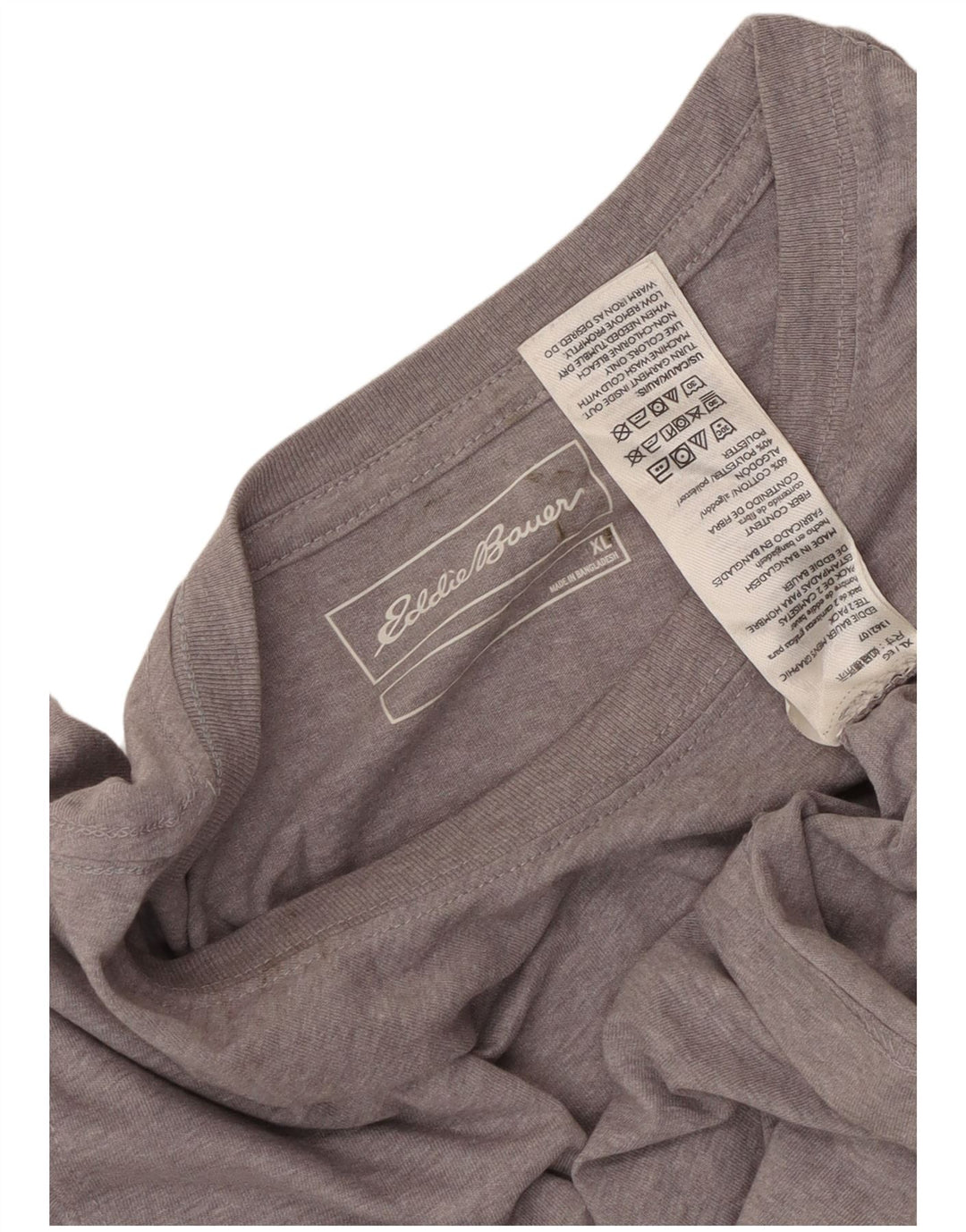 Camiseta masculina EDDIE BAUER Top XL algodão cinza