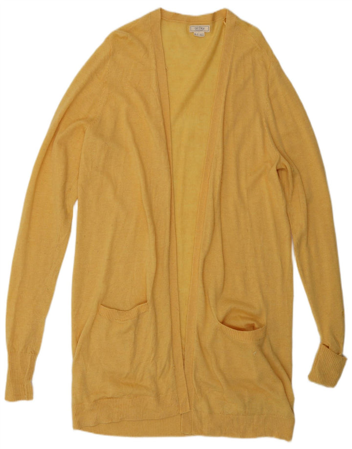 Suéter cardigã feminino aberto com palangre FAT FACE Reino Unido 14 lã amarela média