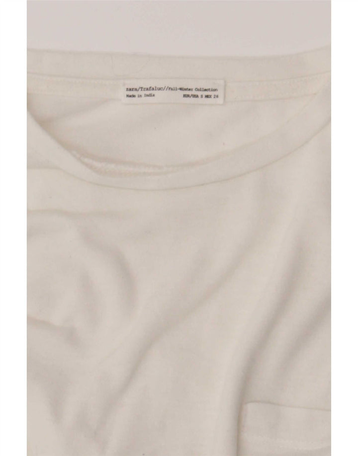 Zara Womens Trafaluc Top Manga Longa Reino Unido 10 Pequeno Branco