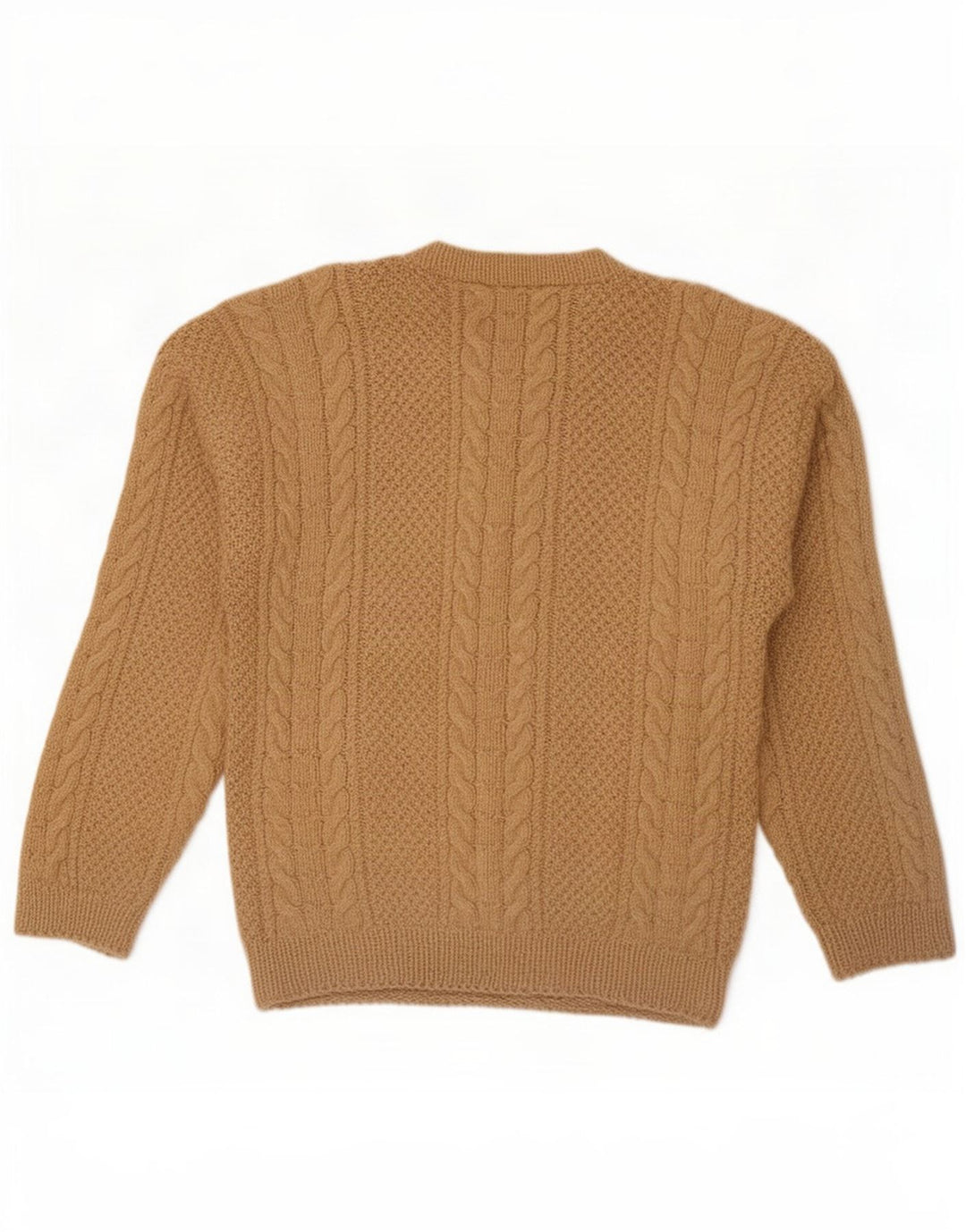 Suéter vintage masculino com gola redonda grande marrom