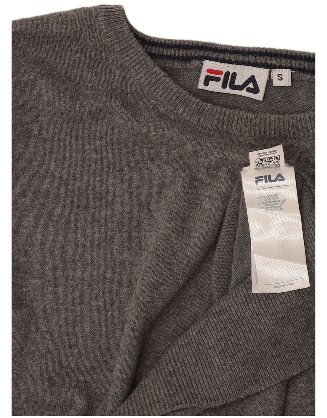 Suéter masculino Fila com gola canoa pequeno algodão cinza