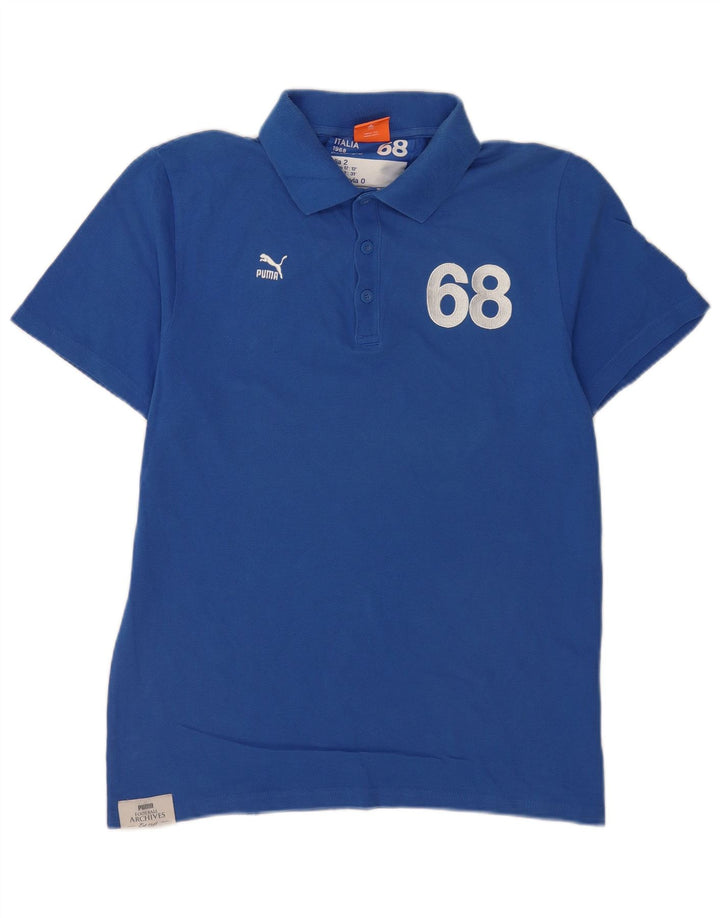 Camisa polo masculina Puma Graphic azul médio algodão