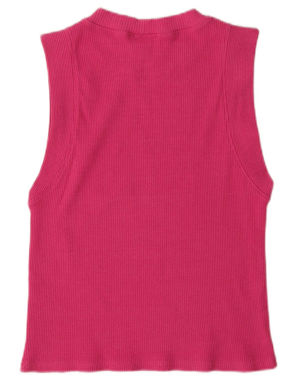 Zara Womens Crop Vest Top UK 14 Grande Algodão Rosa