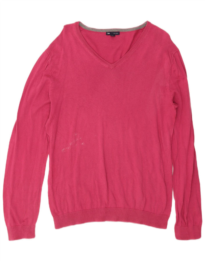 Suéter masculino Gap com decote em V grande algodão rosa