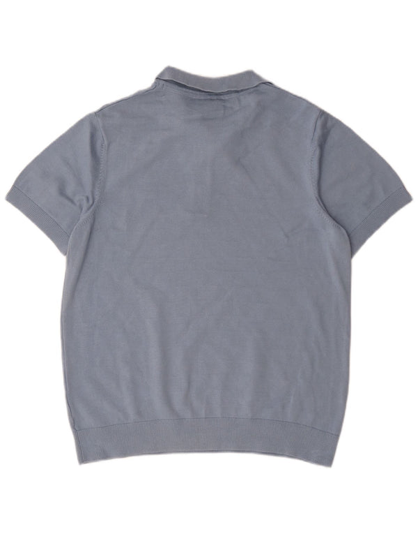 Fila Suéter masculino de manga curta com gola polo e algodão geométrico azul grande