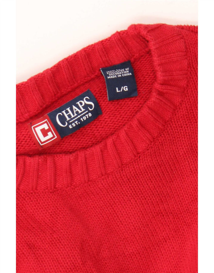 Suéter masculino Chaps com gola redonda, grande algodão vermelho