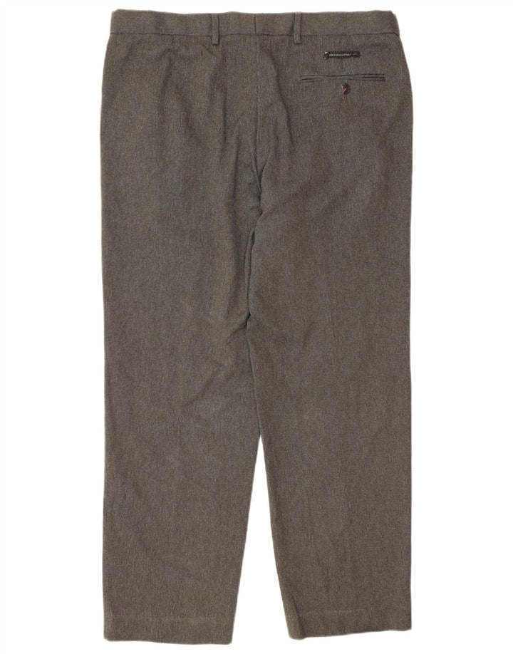 Calça masculina de terno regular Marks & Spencer W36 L29 poliéster xadrez cinza