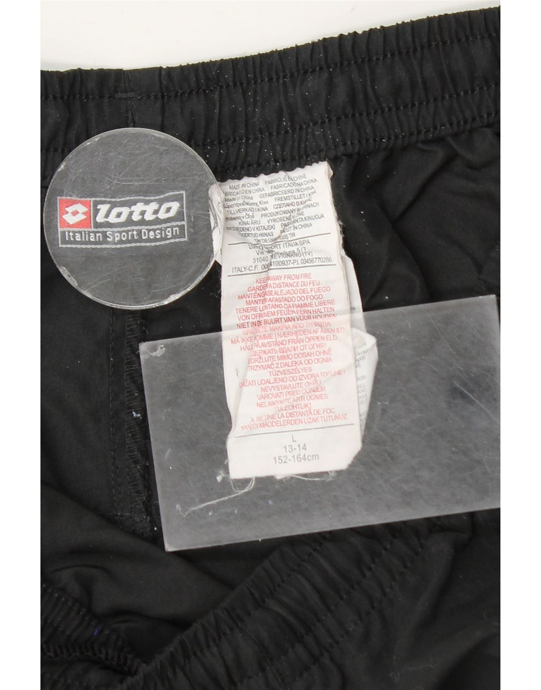 Shorts esportivos gráficos Lotto Boys 13-14 anos grande poliéster preto