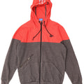 Suéter masculino Adidas com capuz e zíper cinza médio algodão colorblock