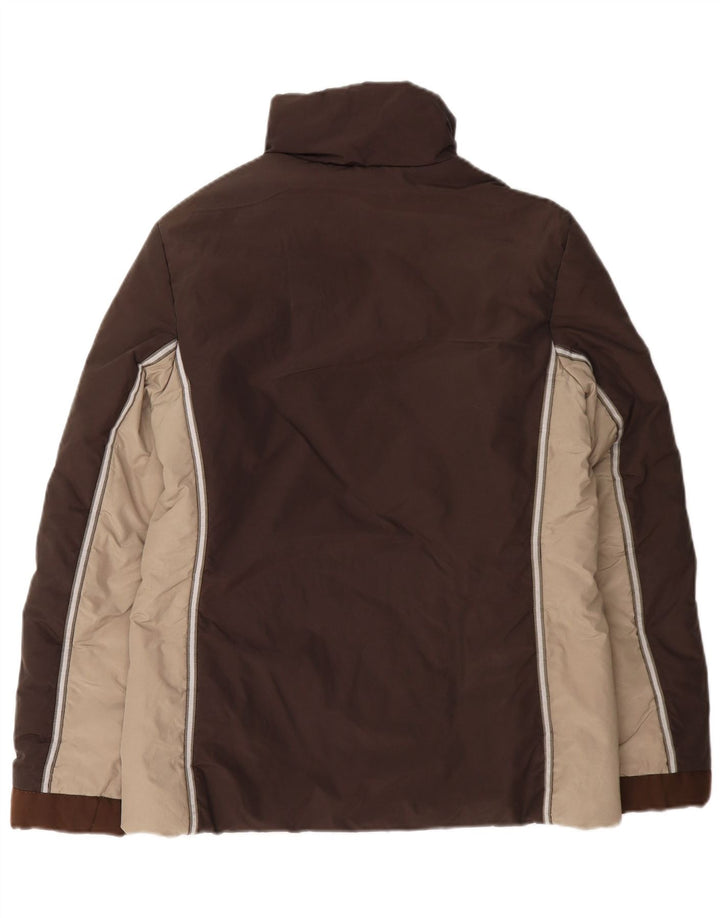 Jaqueta de esqui acolchoada acolchoada feminina Max & Co. Reino Unido 12 bloco colorido marrom médio