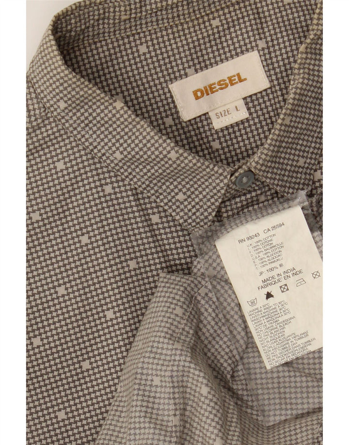DIESEL Mens Abstract Pattern Shirt Large Grey Cotton Vintage Diesel and Second-Hand Diesel from Messina Hembry 