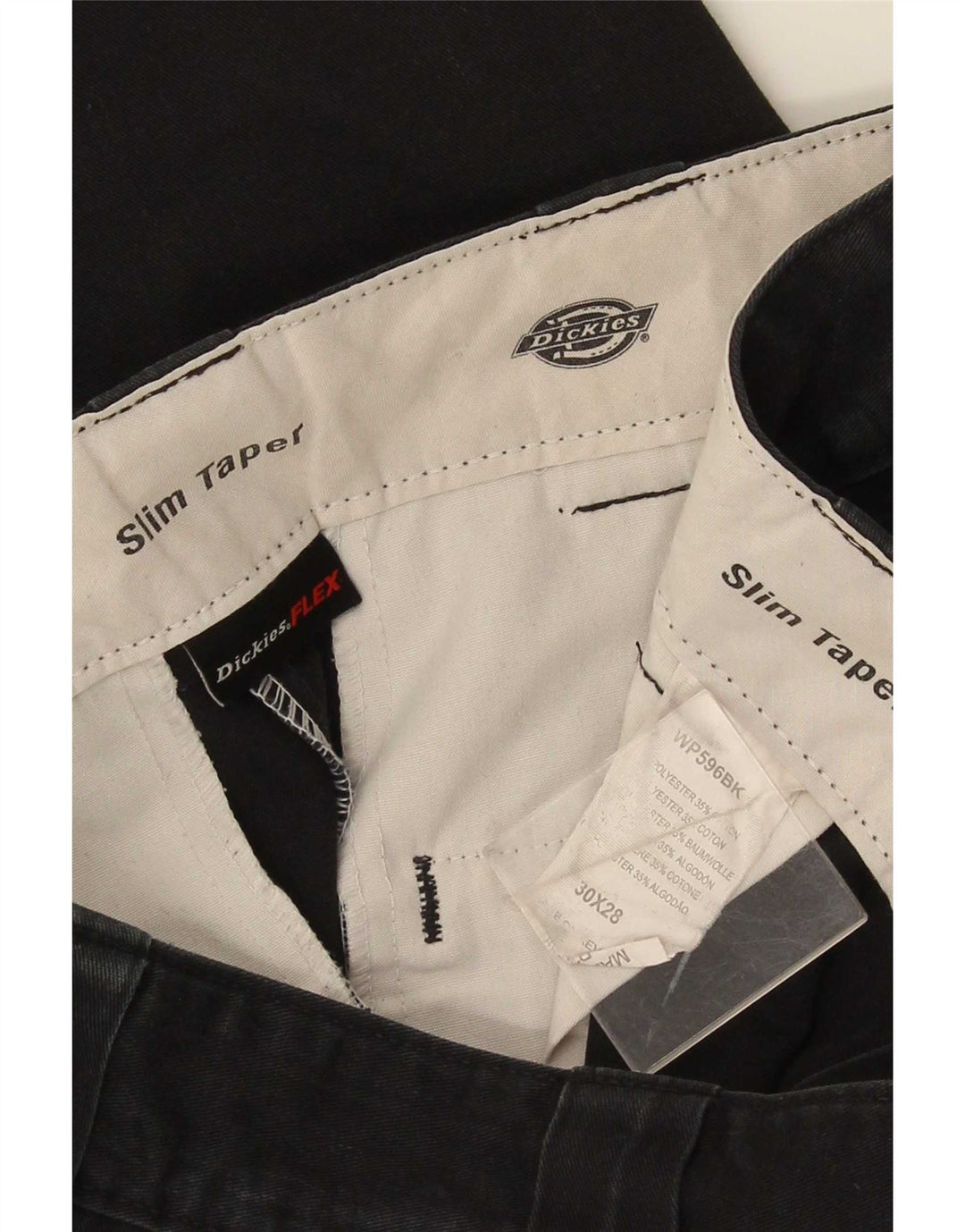 Calças casuais masculinas Dickies Slim Tapered W30 L28 poliéster preto