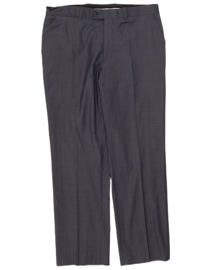 Calça masculina reta Zara W44 L31 lã azul marinho