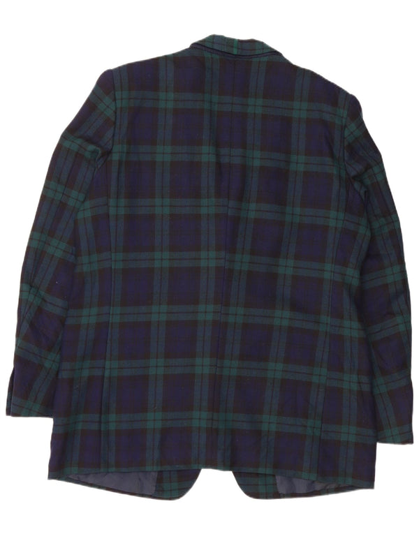 AQUASCUTUM Mens 3 Button Blazer Jacket UK 40 Large Navy Blue Check