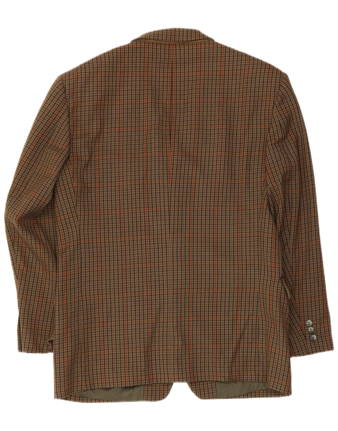 Jaqueta blazer masculina vintage com 2 botões Reino Unido 38 Houndstooth marrom médio